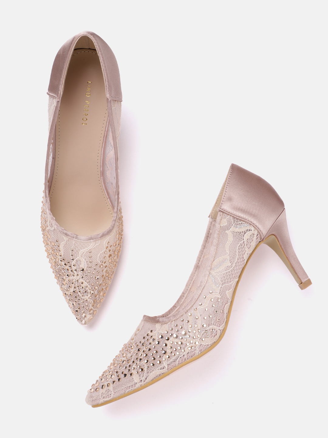 

Lino Perros Embellished Slim Heels Pumps, Beige