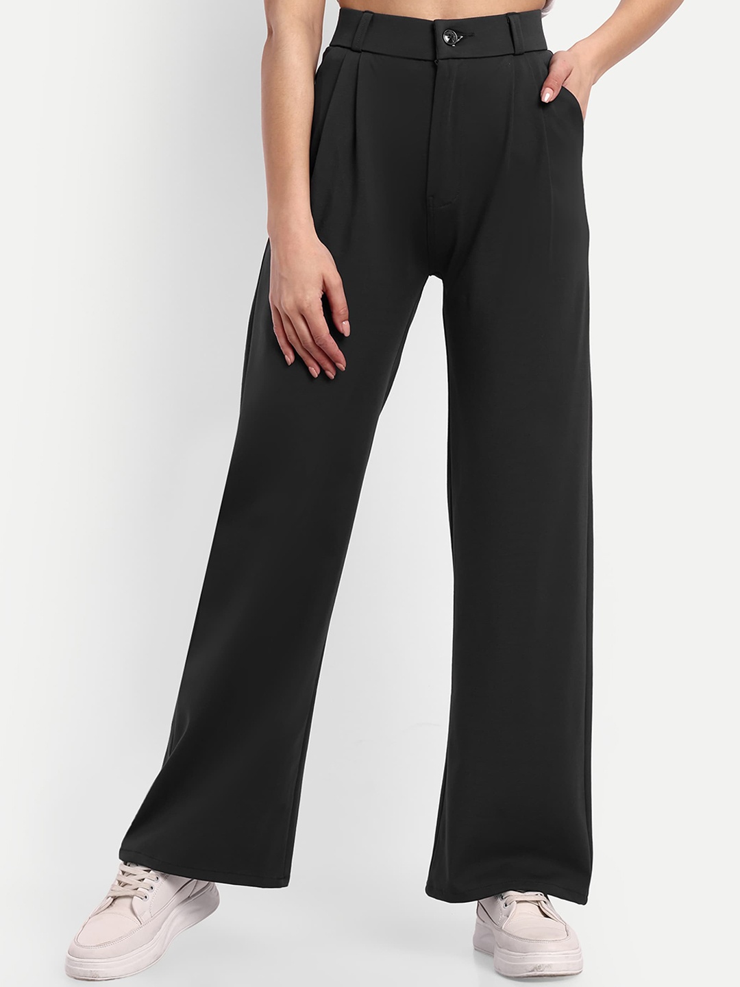 

Next One Women Smart Loose Fit Easy Wash Pleated Parallel Trousers, Grey