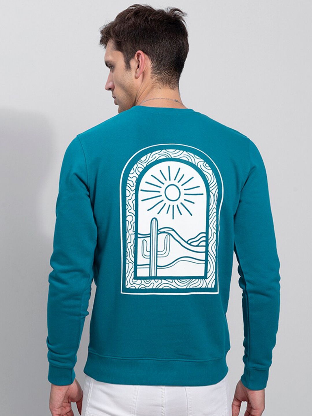 

Snitch Blue Graphic Printed Cotton Sweatshirt