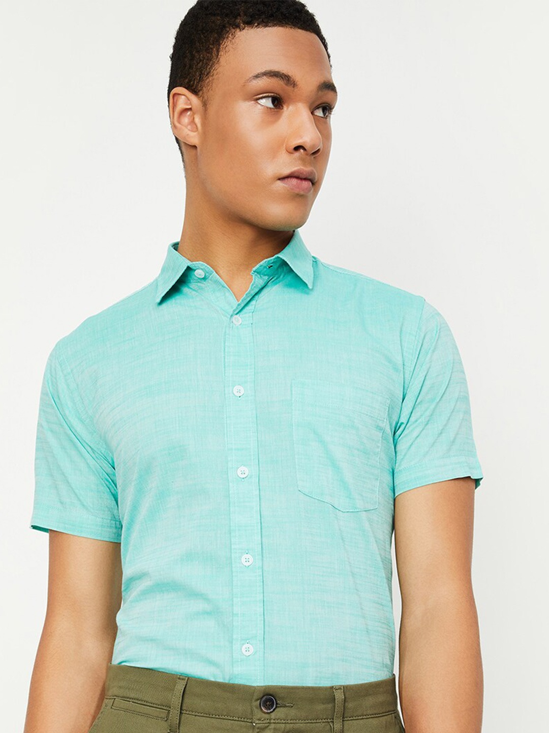 

max Pure Cotton Casual Shirt, Green