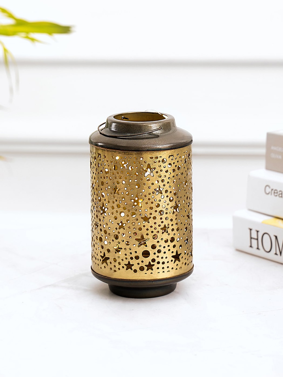 

DecorTwist Star Hanging Lantern Tea-Light Candle Holders, Gold