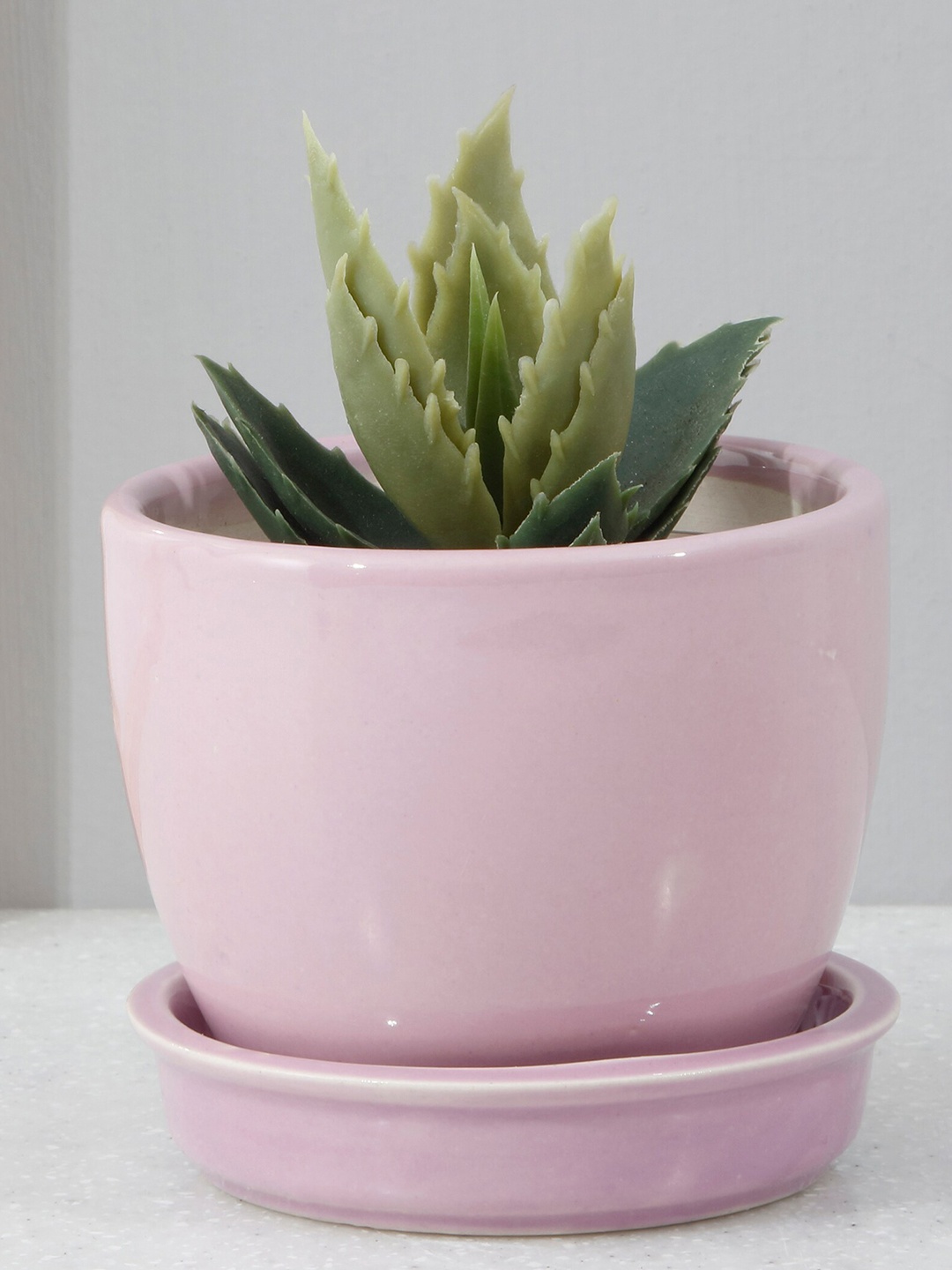 

Home Centre Pink Lets Garden Ceramic Planter With Plate