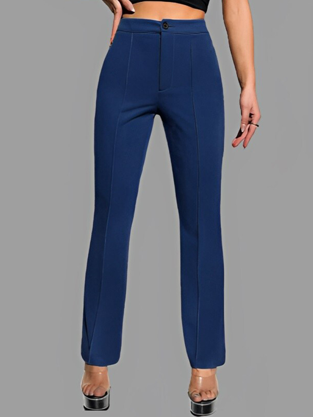 

WESTHOOD Women High-Rise Smart Bootcut Trousers, Teal