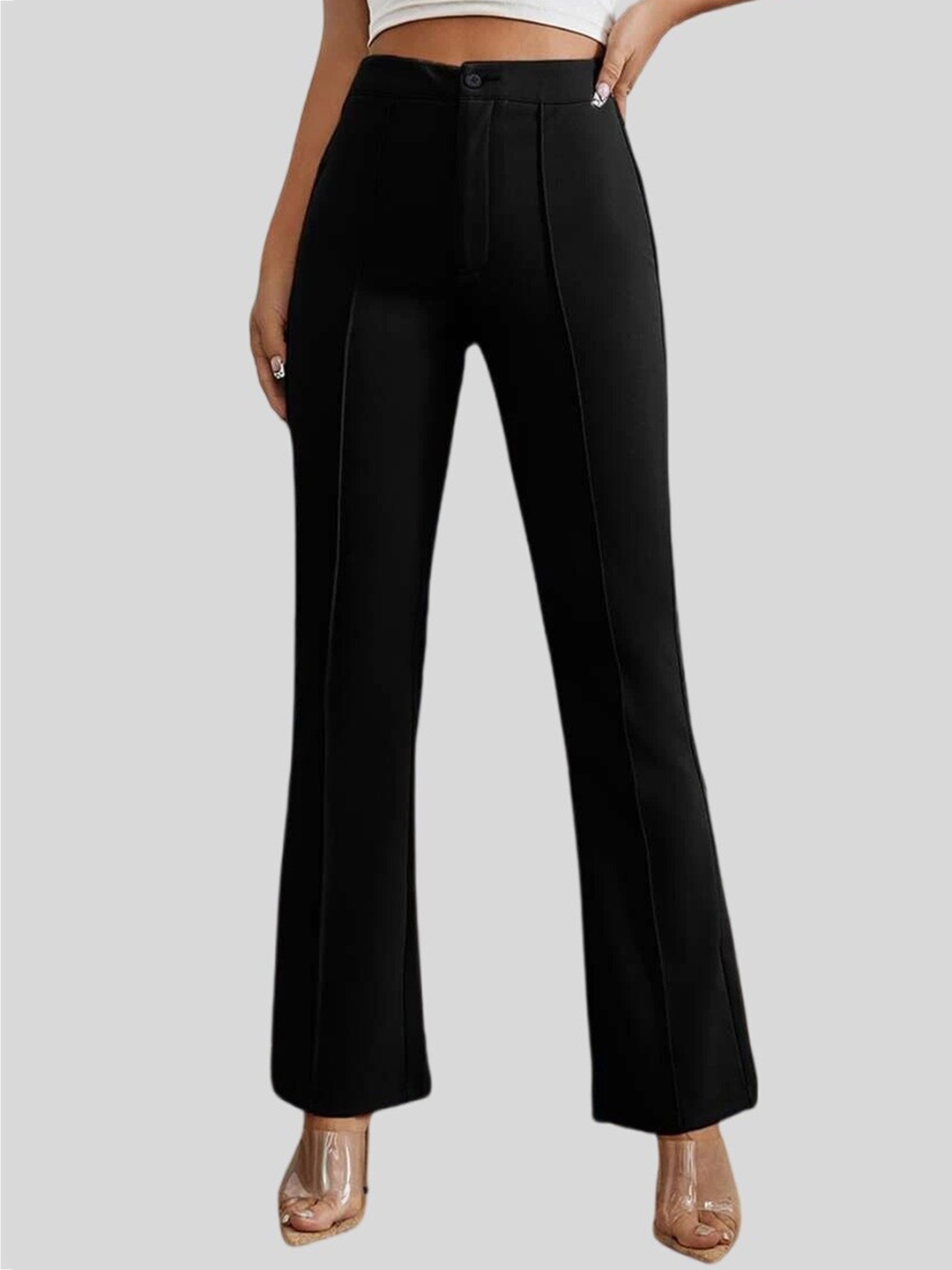 

WESTHOOD Women High-Rise Smart Bootcut Trousers, Black