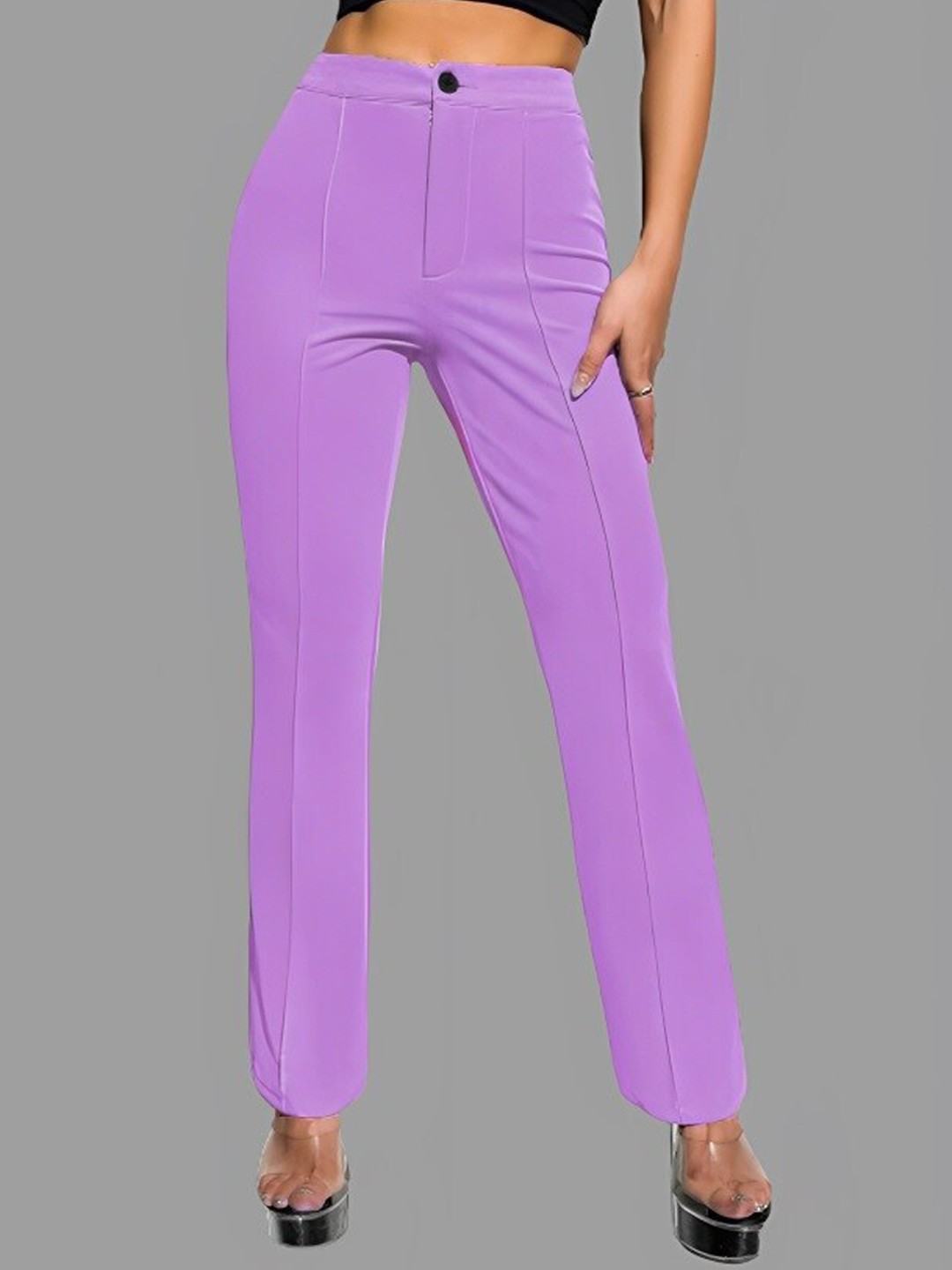 

WESTHOOD Women High-Rise Smart Pleated Trousers, Lavender