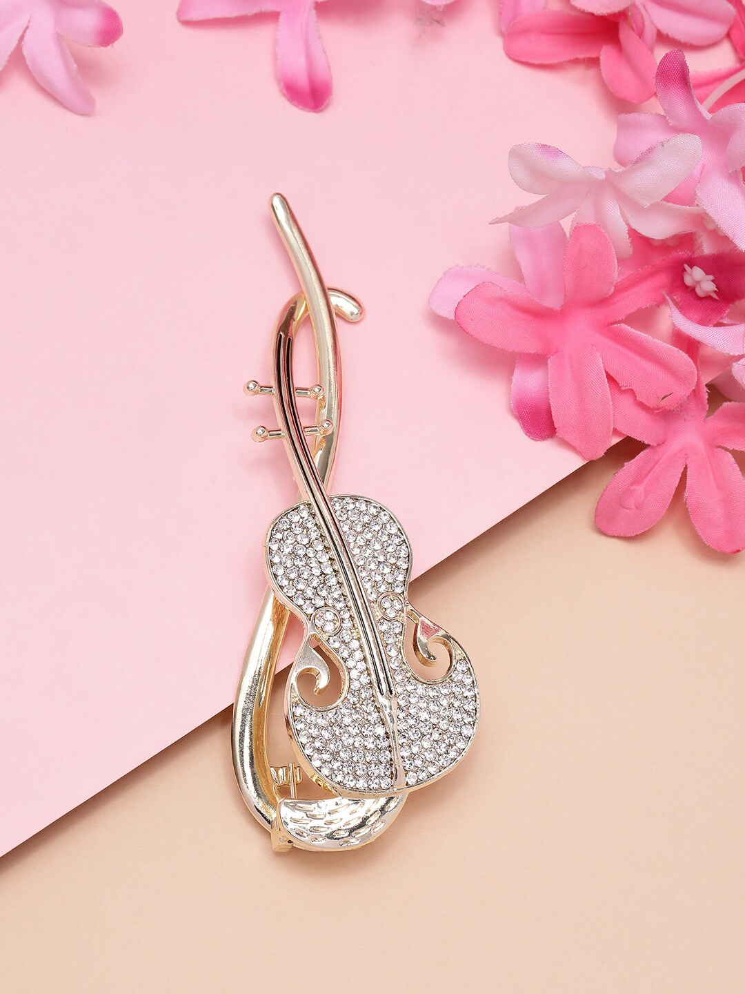 

VOGUE PANASH CZ-Stone Studded Gold-Plated Claw Clip