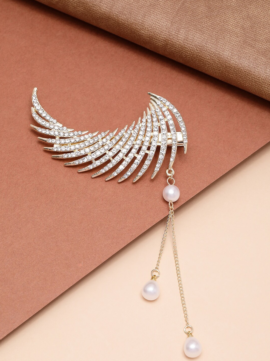 

VOGUE PANASH Gold-Plated Cubic Zirconia-Studded Embellished Alligator Hair Clip