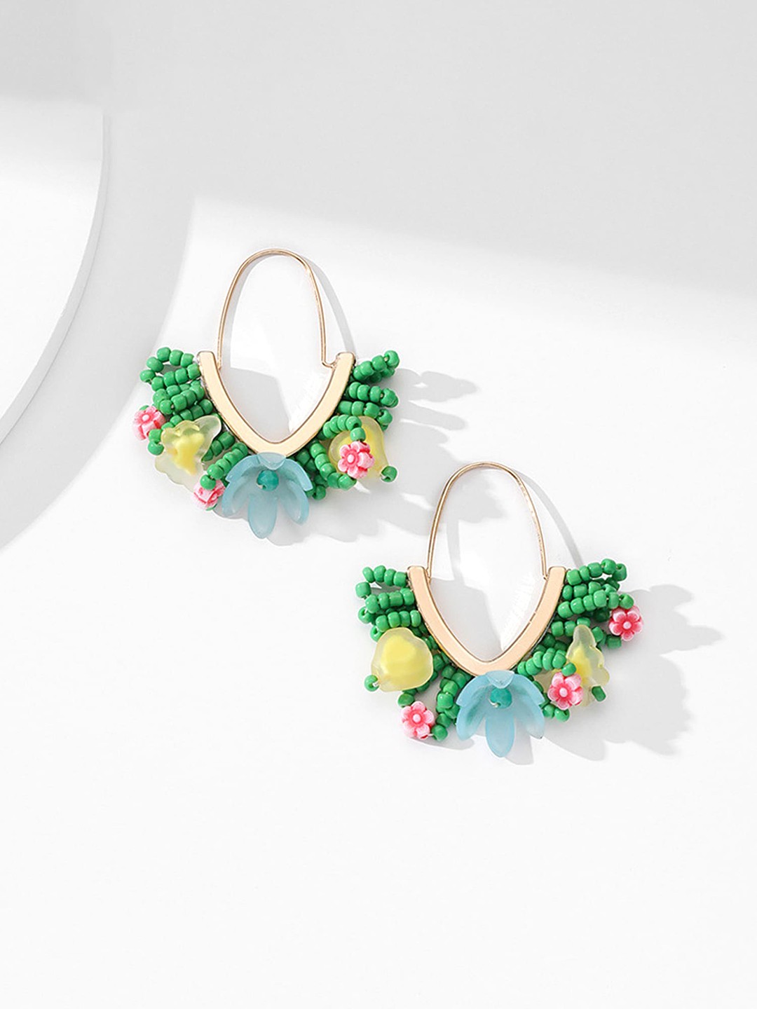 

Yellow Chimes Beaded Hoop Earrings, Gold