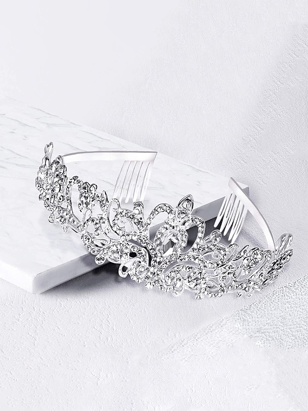 

Yellow Chimes Women Embellished Tiara, Silver