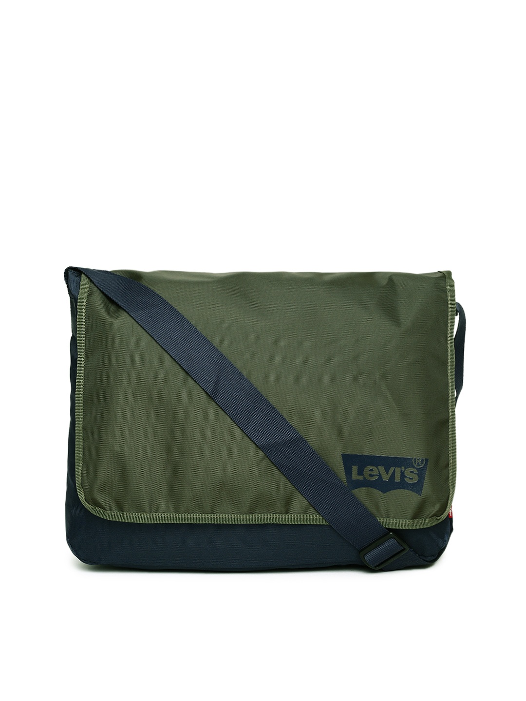 

Levis Men Navy & Olive Green Colourblocked Messenger Bag, Navy blue