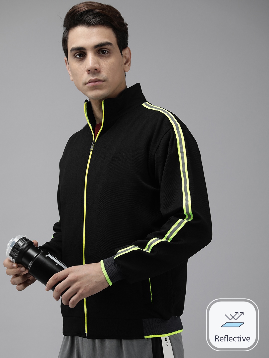 

VOXATI Men Solid Sporty Jacket, Black