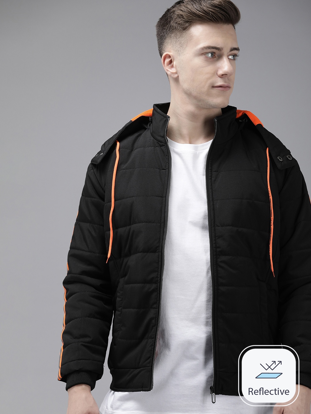

VOXATI Men Solid Sporty Jacket, Black