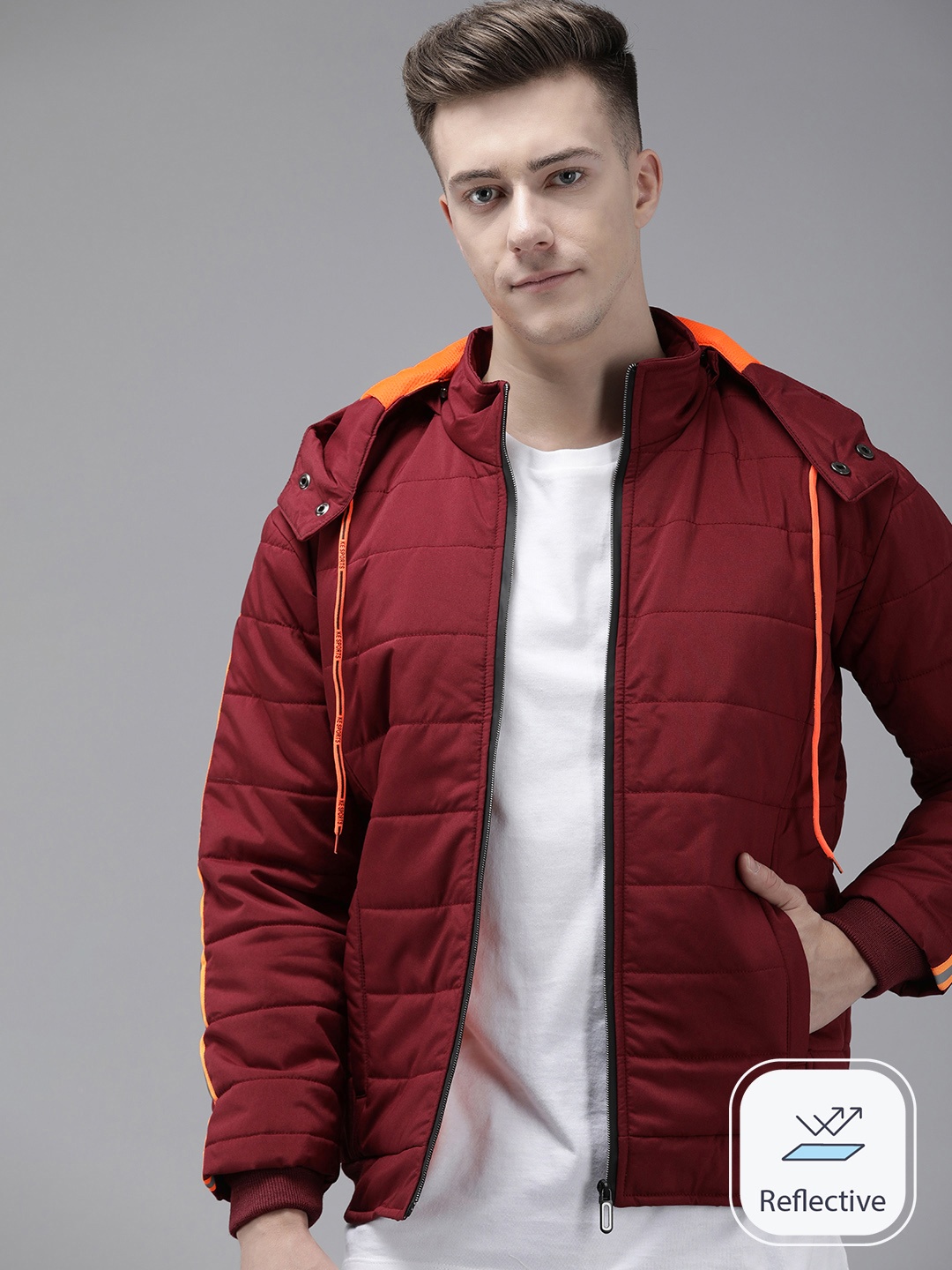 

VOXATI Men Solid Sporty Jacket, Maroon