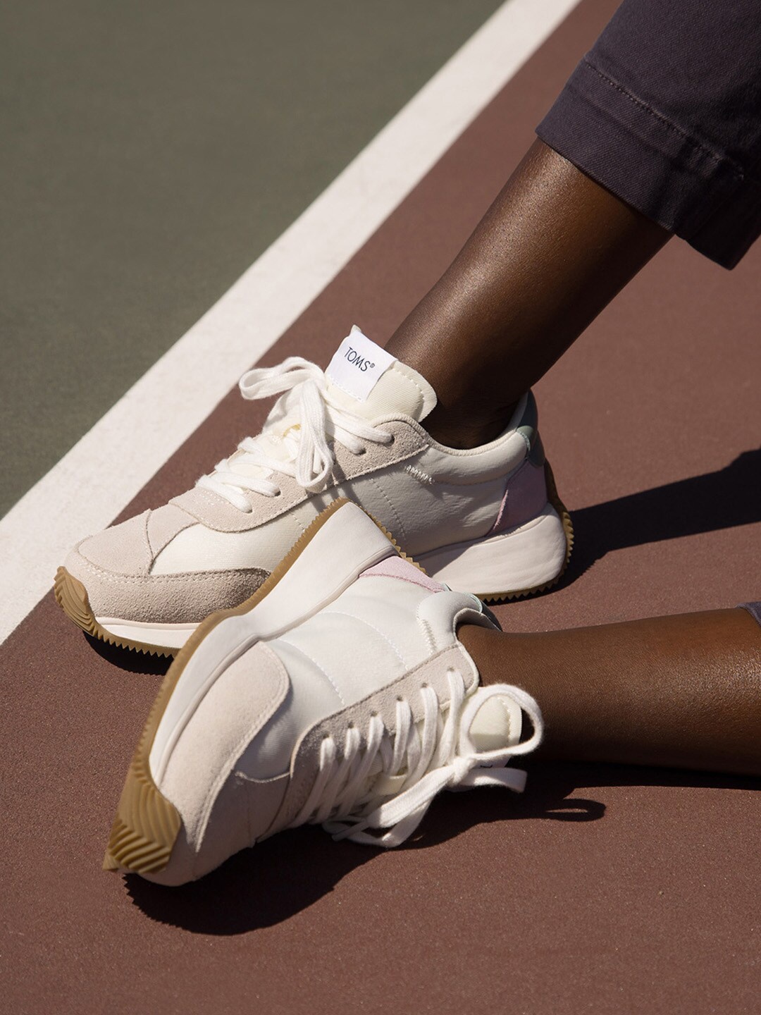 

TOMS Women Lace-Up Suede Sneakers, Beige