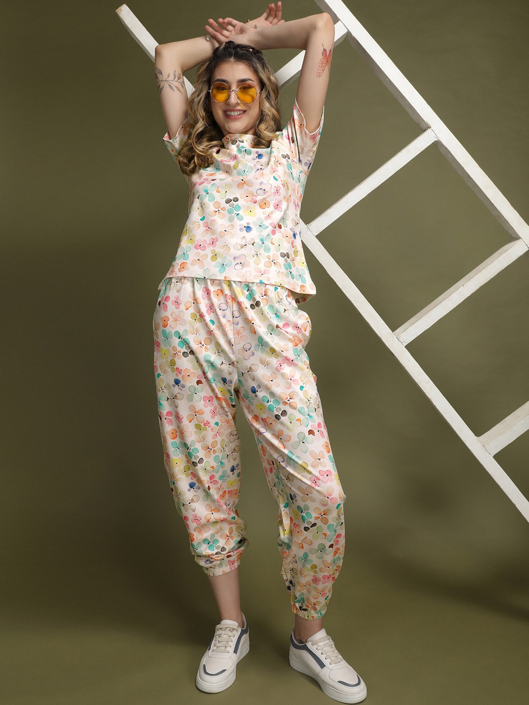 

BAESD Conversational Printed Cotton Tracksuit, White