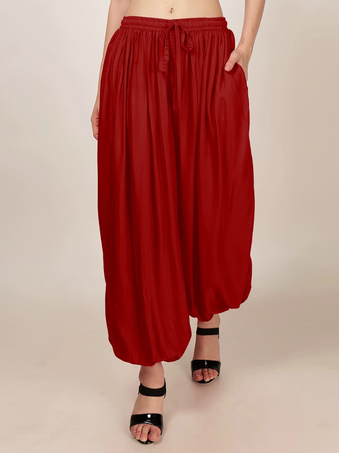

PATRORNA Mid Rise Loose Fit Harem Pants, Maroon