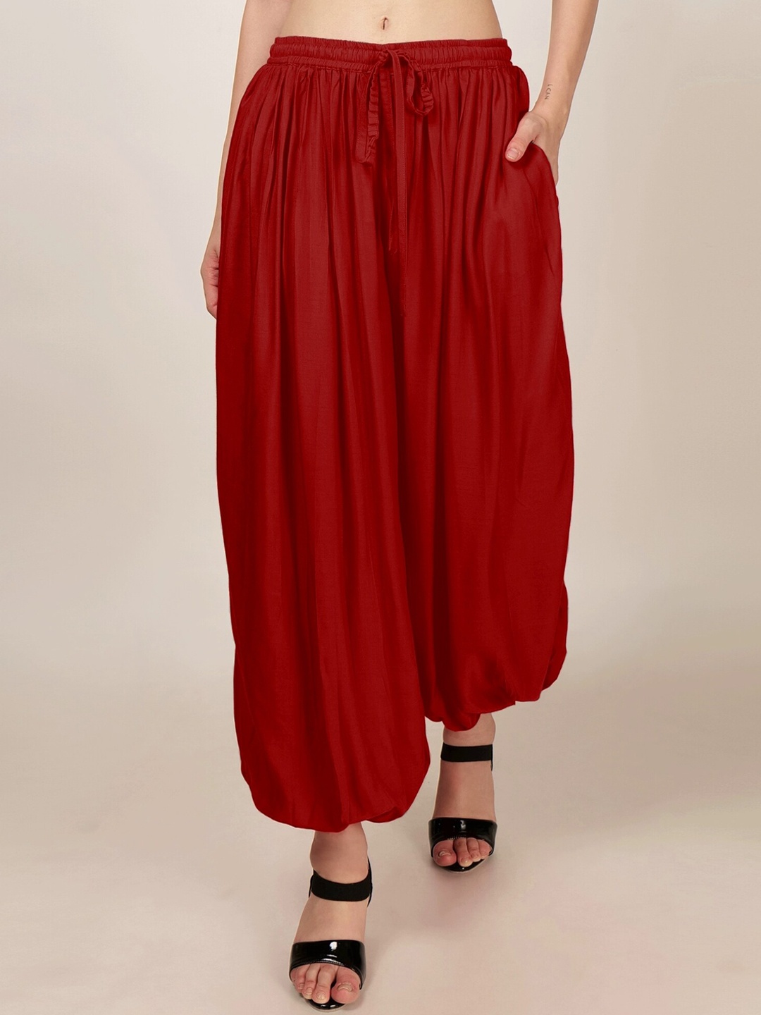 

PATRORNA Mid Rise Loose Fit Harem Pants, Maroon