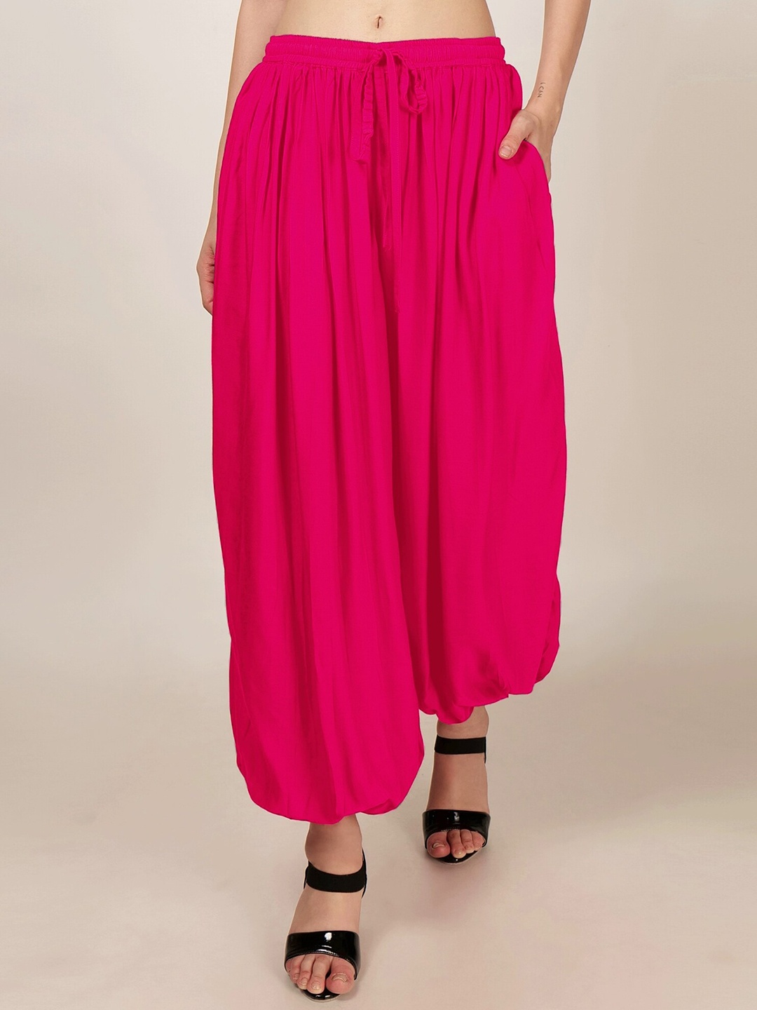 

PATRORNA Mid Rise Loose Fit Harem Pants, Pink