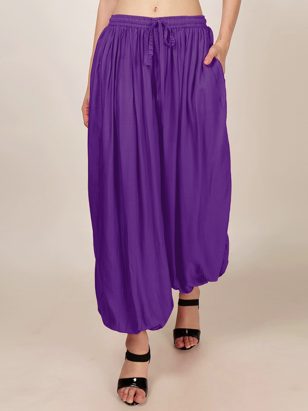 

PATRORNA Mid Rise Loose Fit Harem Pants, Purple