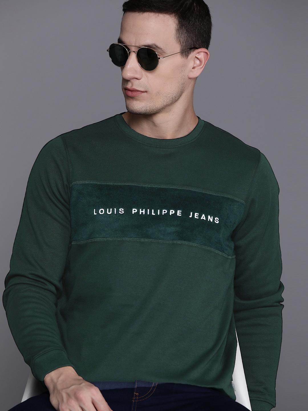 

Louis Philippe Jeans Embroidered Detail Sweatshirt, Green