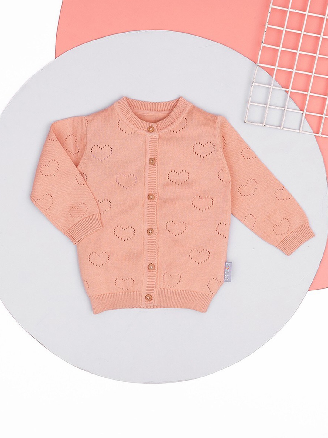 

MiArcus Kids Knitted Cotton Cardigan, Peach