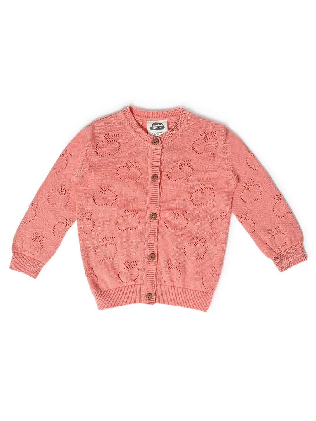 

MiArcus Kids Knitted Cotton Cardigan, Peach