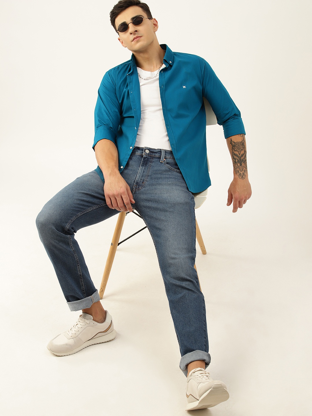 

Kook N Keech Men Classic Slim Fit Opaque Casual Shirt, Blue