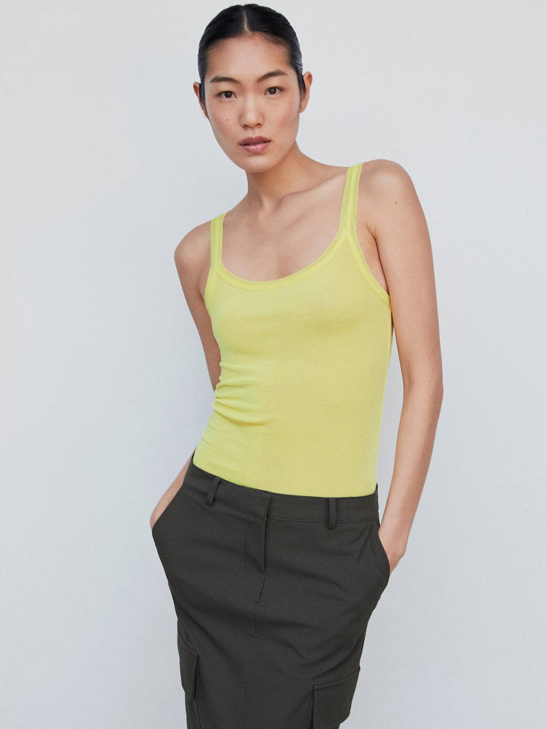 

MANGO Shoulder Straps Tank Top, Yellow