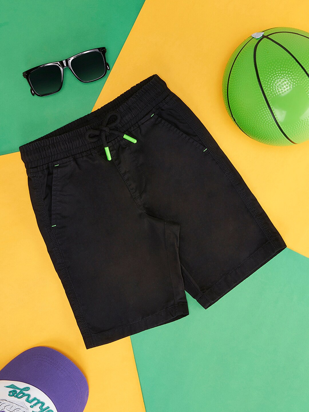 

Pantaloons Junior Infant Boys Mid-Rise Cotton Shorts, Black
