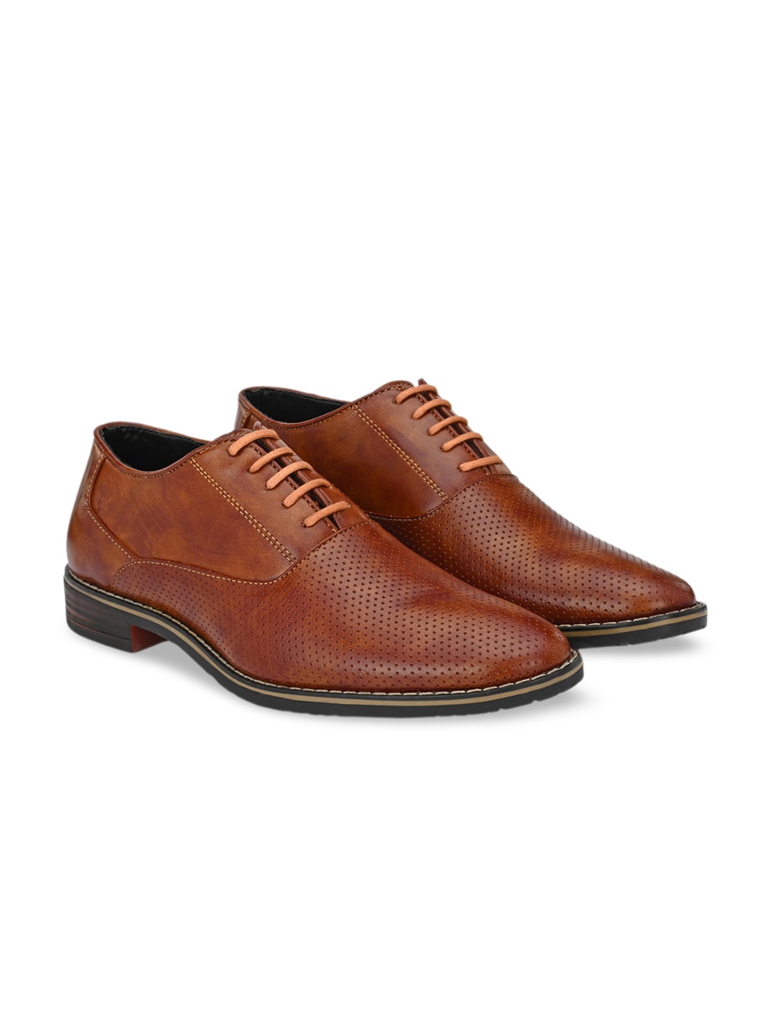

ATTITUDIST Men Textured Formal Derbys, Tan