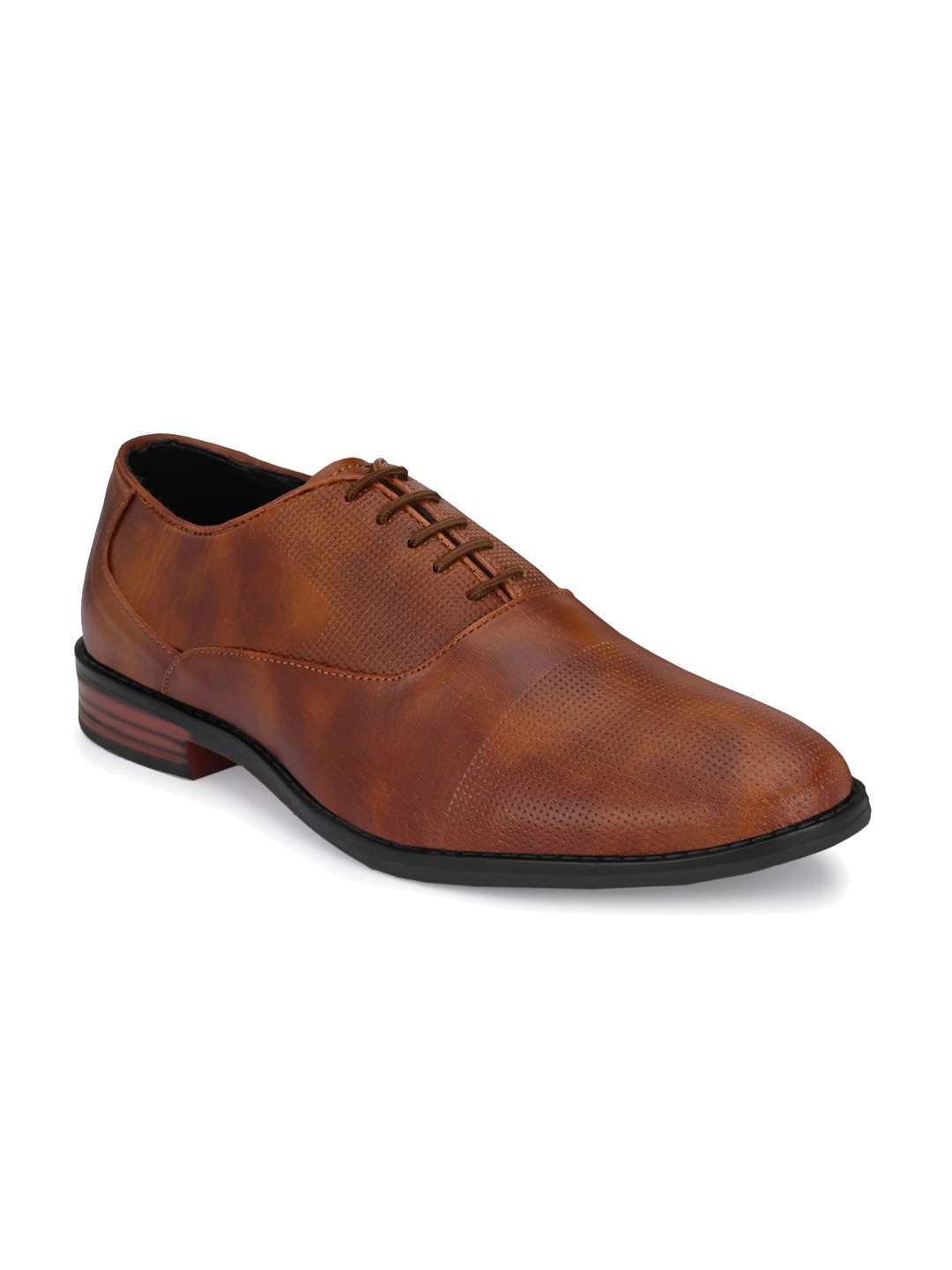 

ATTITUDIST Men Textured Formal Oxfords, Tan