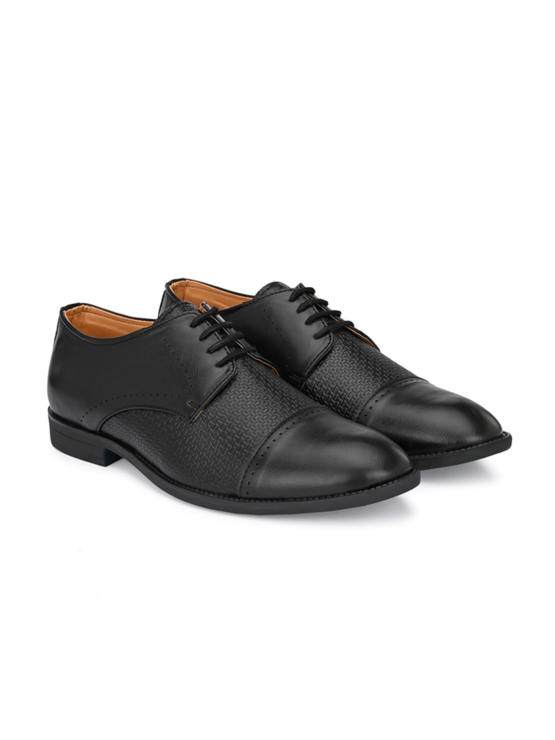 

ATTITUDIST Men Textured Formal Derbys, Black