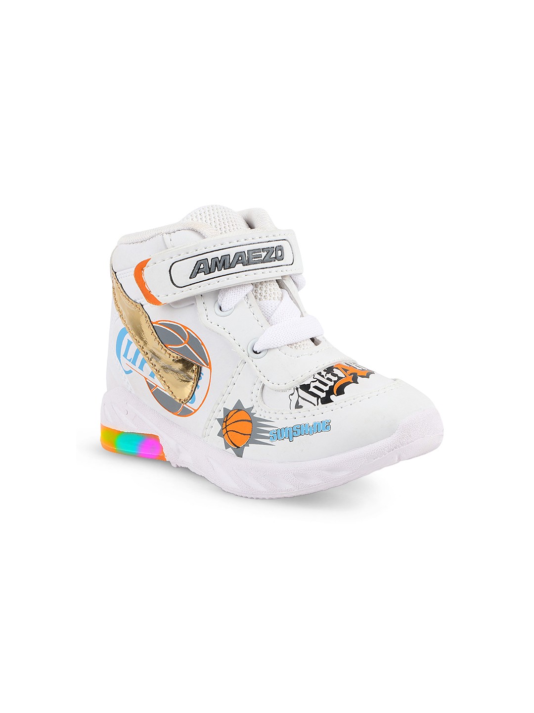 

AMAEZO Kids LED Leather Mid-Top Sneakers, White