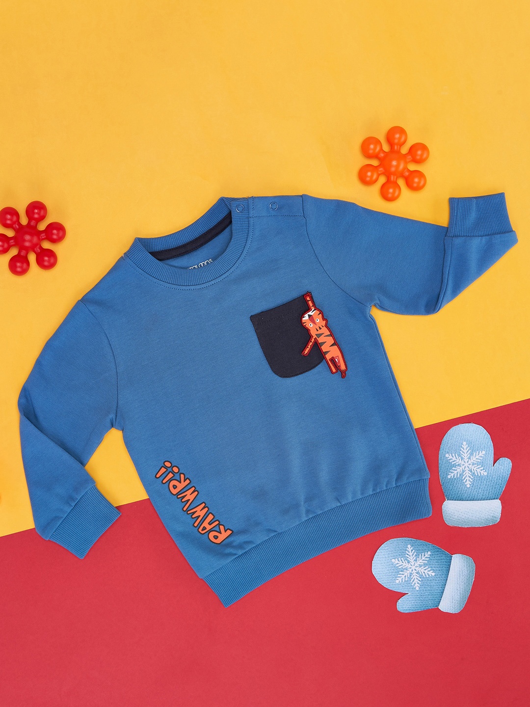 

Pantaloons Baby Infants Boys Typography Printed Cotton Sweatshirt, Blue