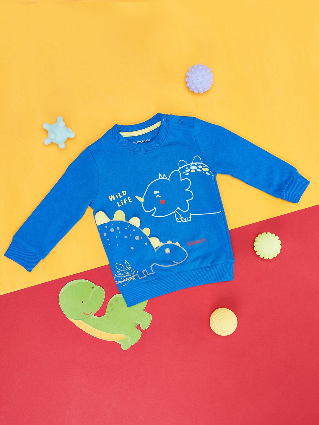 

Pantaloons Baby Infants Boys Graphic Printed Cotton Sweatshirt, Blue