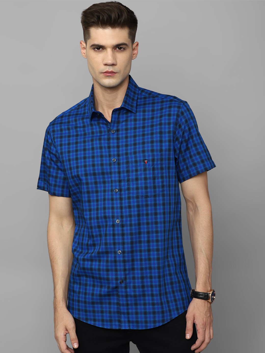 

Louis Philippe Sport Checked Slim Fit Pure Cotton Casual Shirt, Blue
