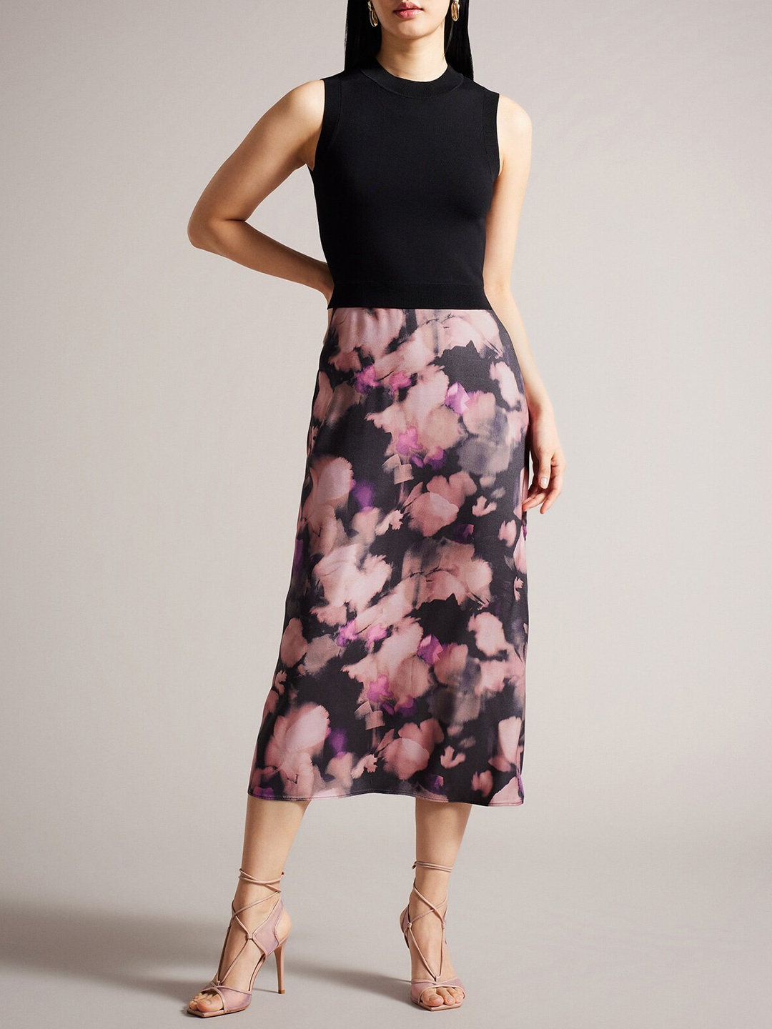 

Ted Baker Abstract Printed Sleeveless Sheath Midi Dress, Black