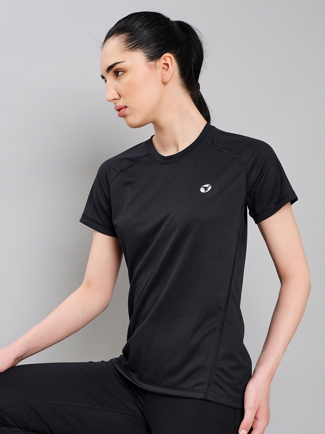 

Technosport Round Neck Antimicrobial Slim Fit T-shirt, Black
