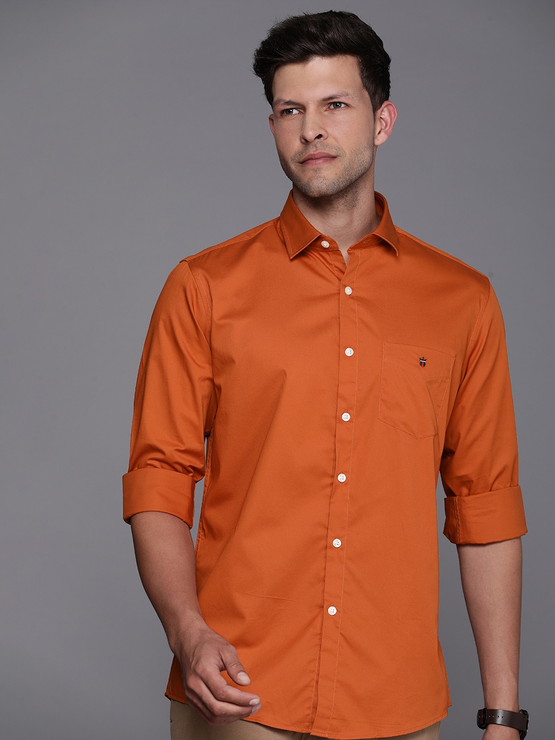 

Louis Philippe Sport Solid Slim Fit Pure Cotton Casual Shirt, Rust