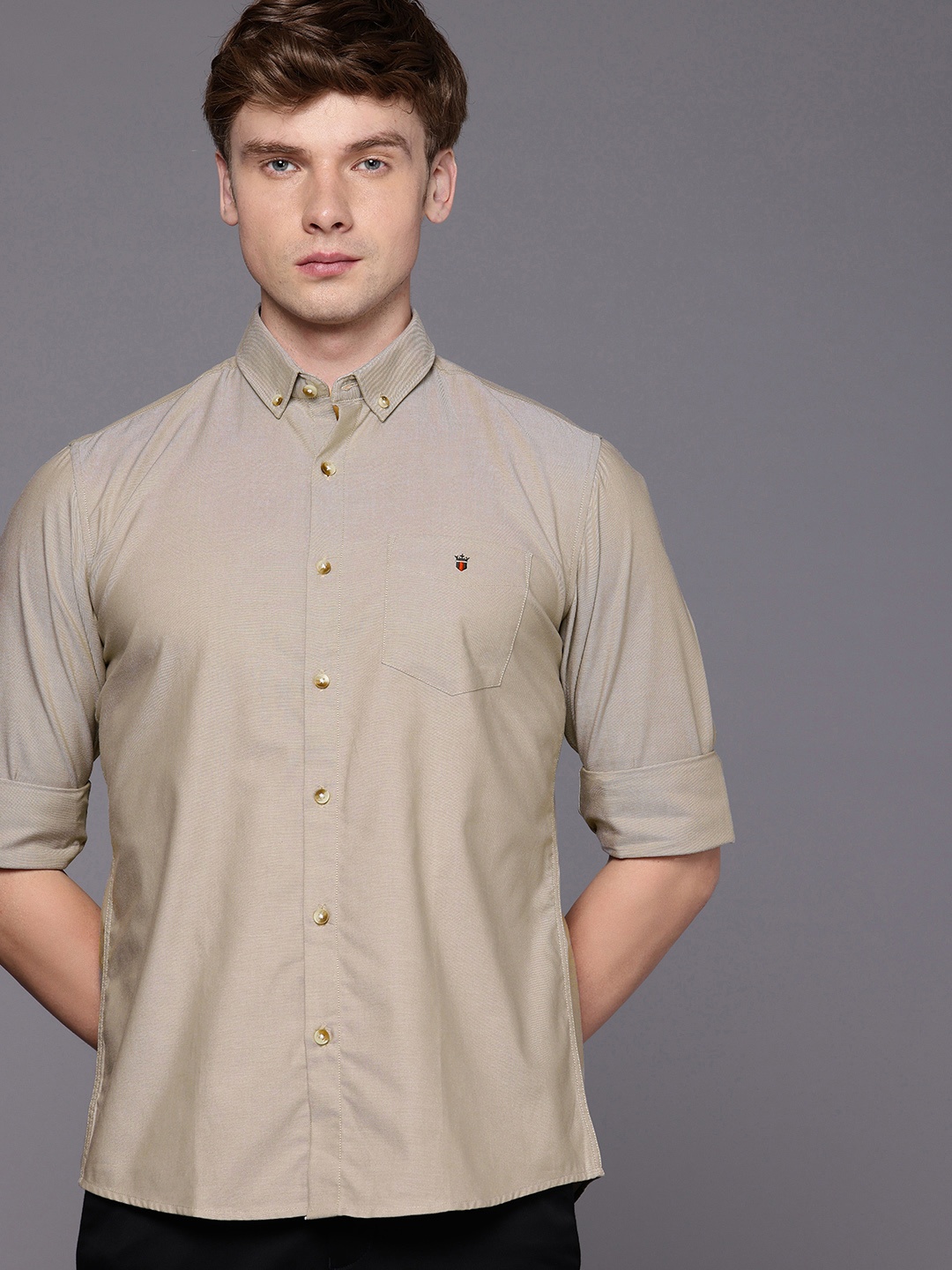 

Louis Philippe Sport Pure Cotton Slim Fit Opaque Casual Shirt, Grey