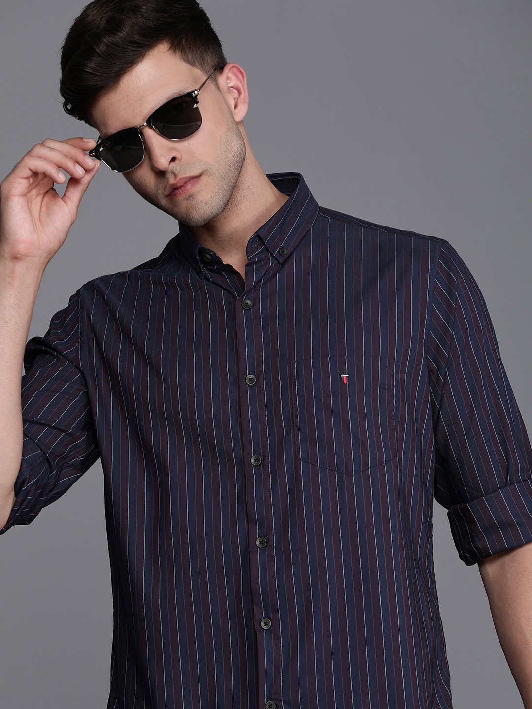 

Louis Philippe Sport Slim Fit Striped Casual Shirt, Navy blue