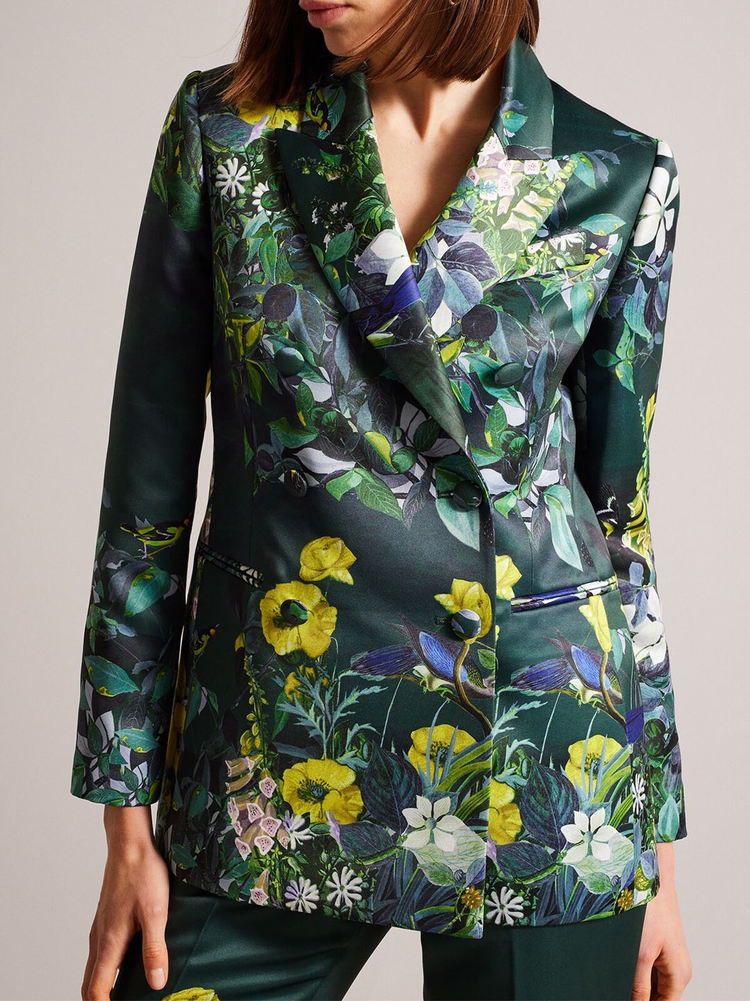 

Ted Baker Floral Printed Double Breasted Blazer, Green