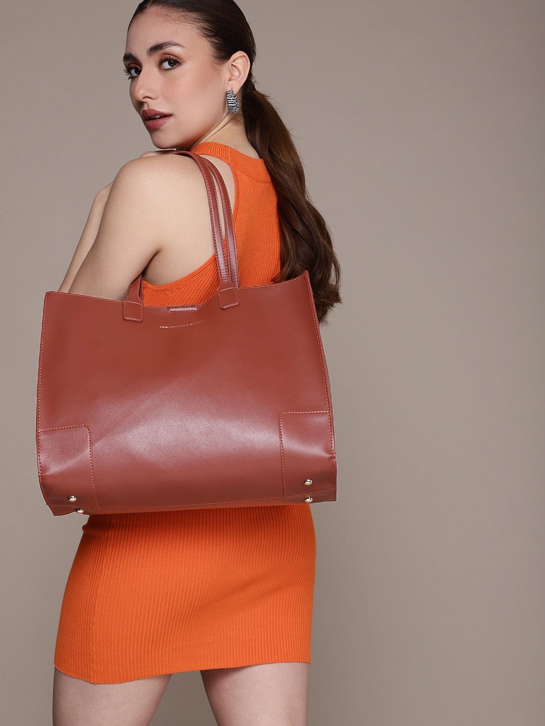 

French Connection Structured Shoulder Bag, Brown