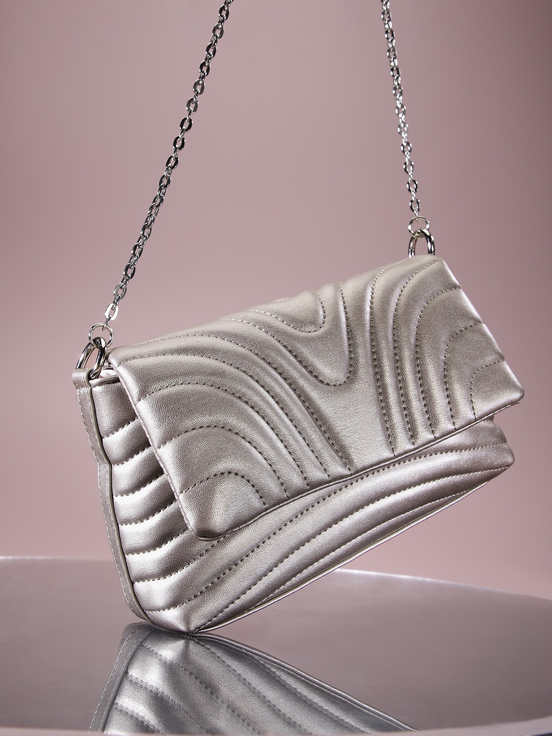 

French Connection Textured Sling Bag, Metallic