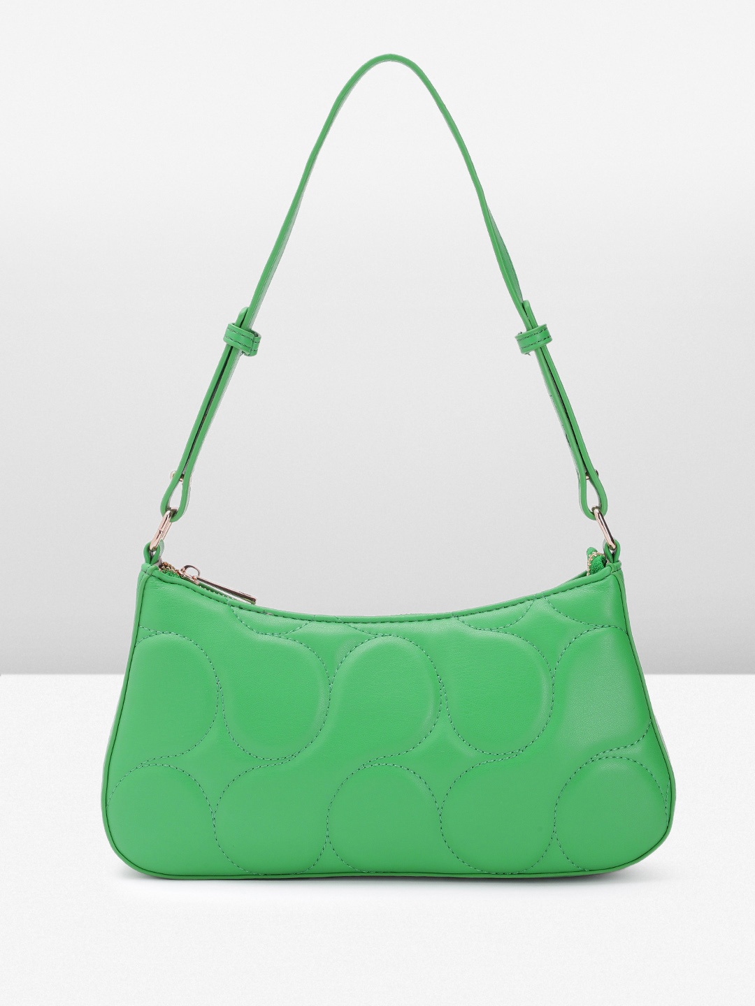 

French Connection Solid Quilted Structured Shoulder Bag, Green