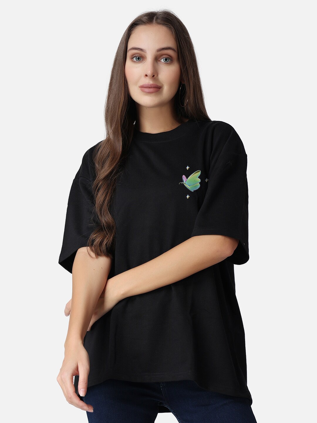 

The Label Bar Cotton Longline Oversized T-shirt, Black