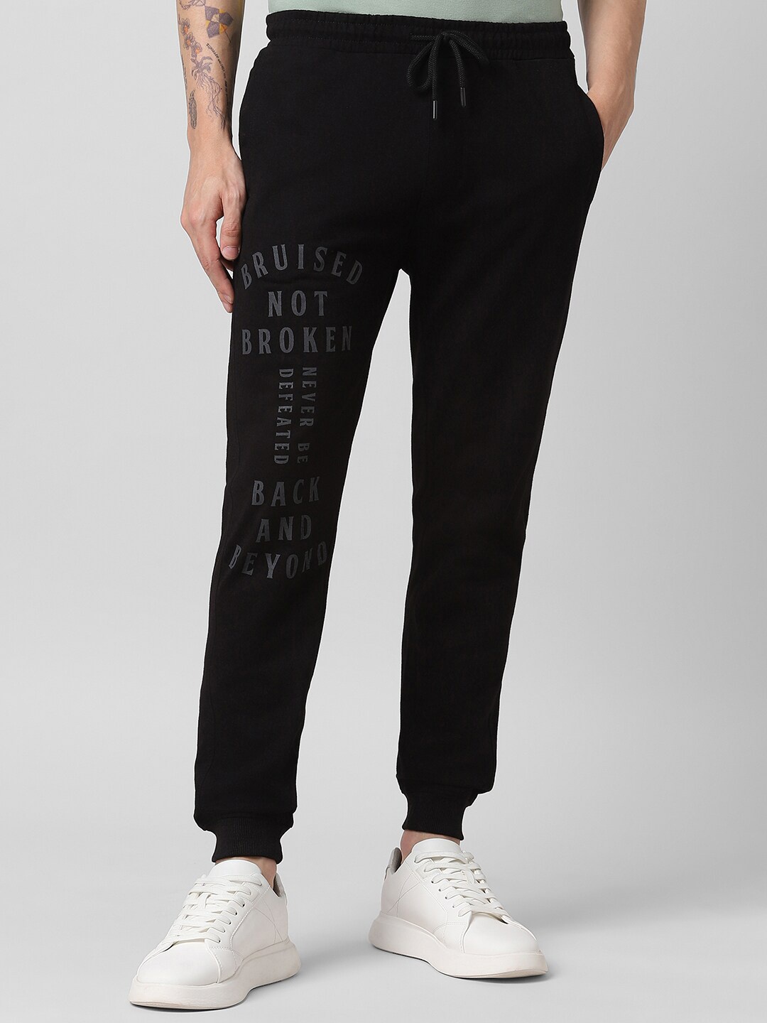 

People Men Black Typography Printed Joggers