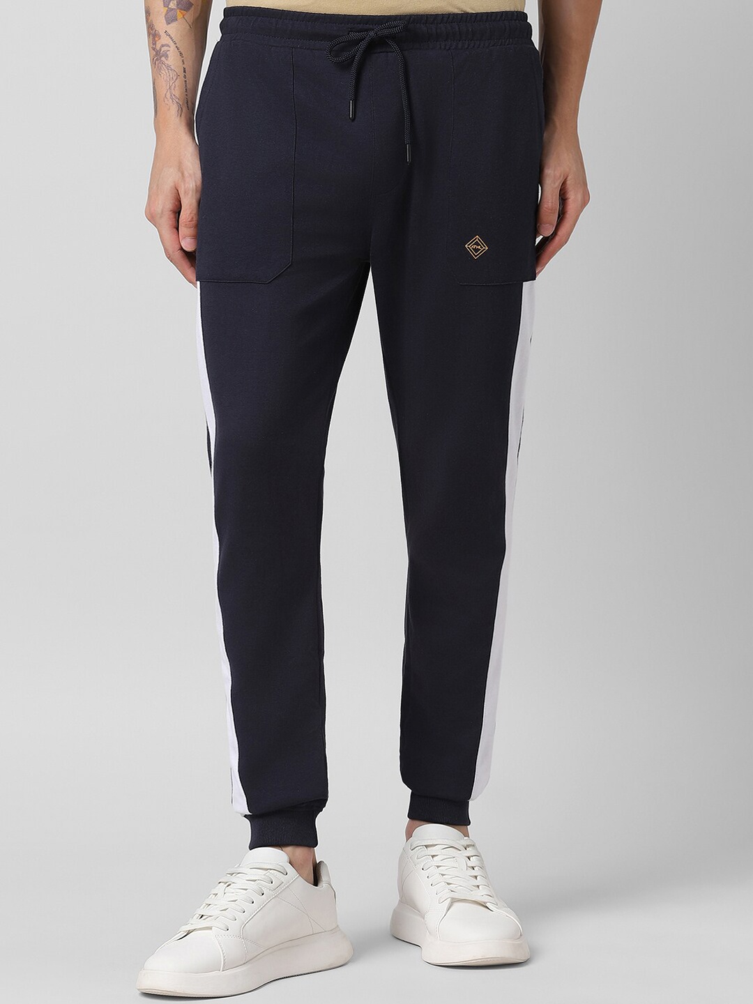 

People Men Navy Blue Mid-Rise Joggers