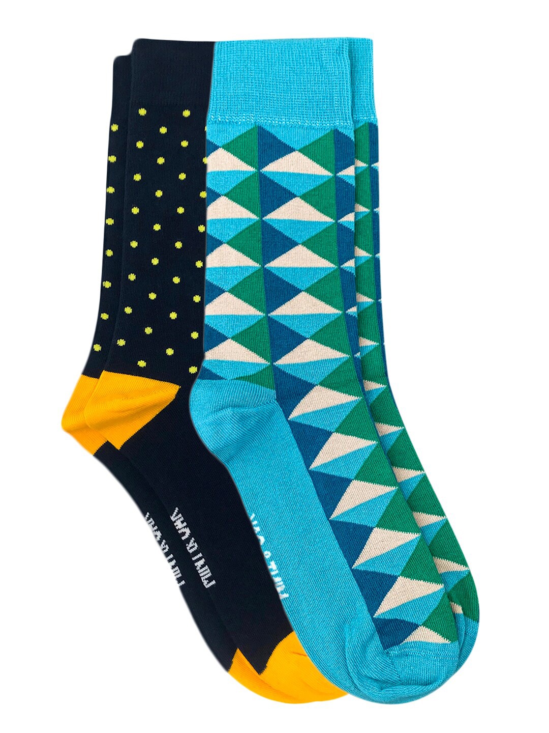 

Mint & Oak Men Pack Of 2 Moisture Wicking Patterned Calf Length Socks, Black