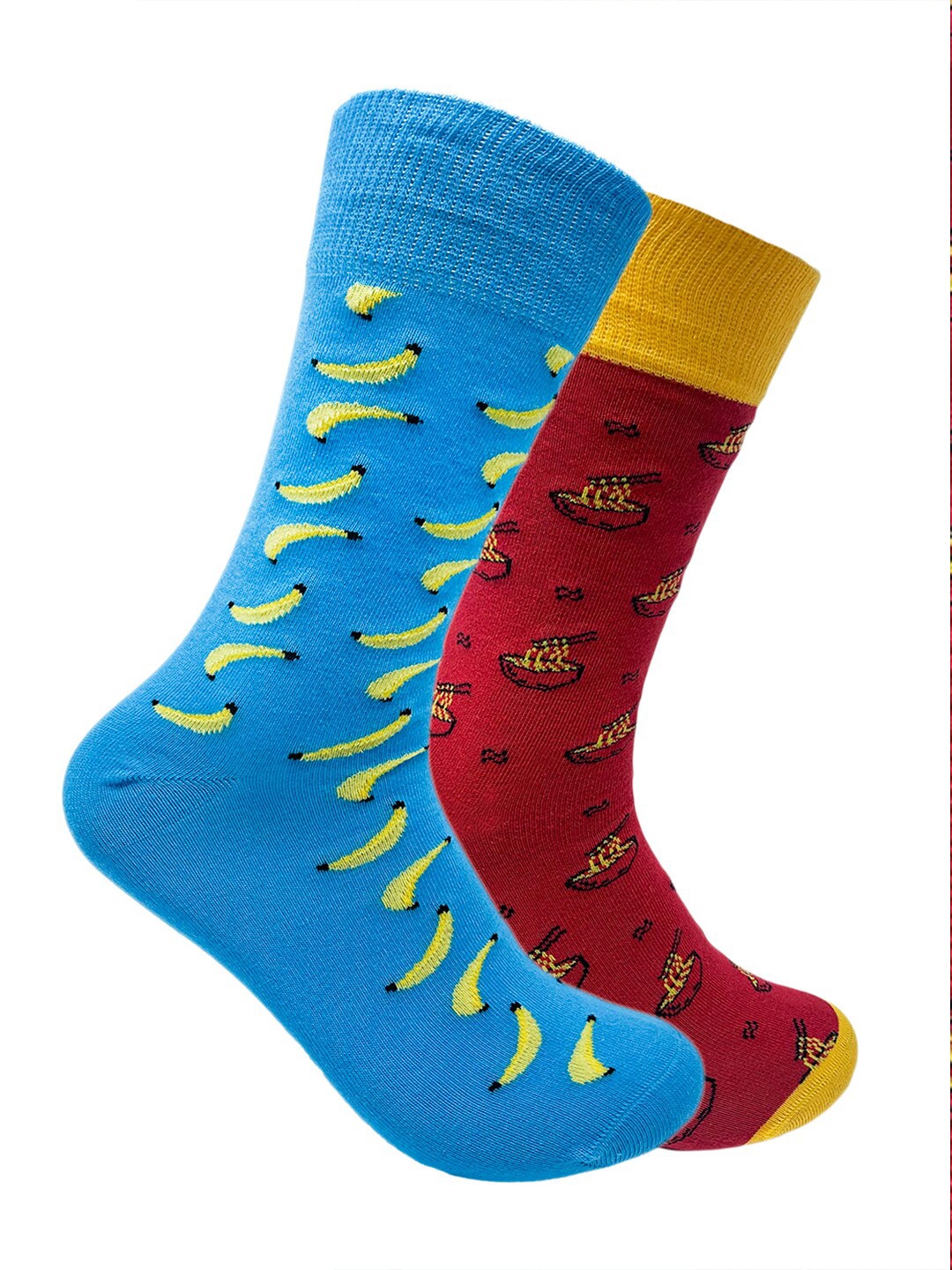 

Mint & Oak Men Pack Of 2 Patterned Calf Length Socks, Red